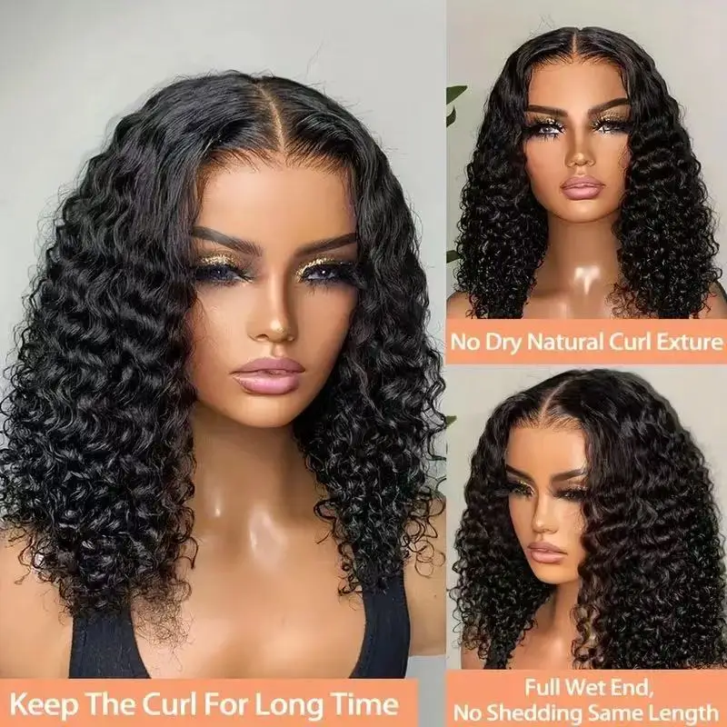 

Human HairFront Lace BoboDouble Drawn Water Wave BOB WigForeign Trade Wigs