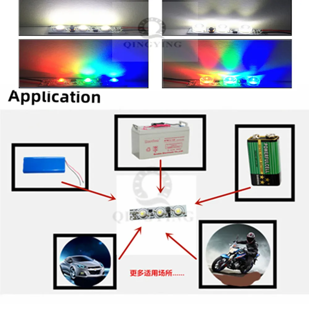 1pcs/lot  DC12V-24V 3led PCB LED Model 3W 9W installed Warm Cool White Red Green Blue RGB Yellow leds for battery/solar light