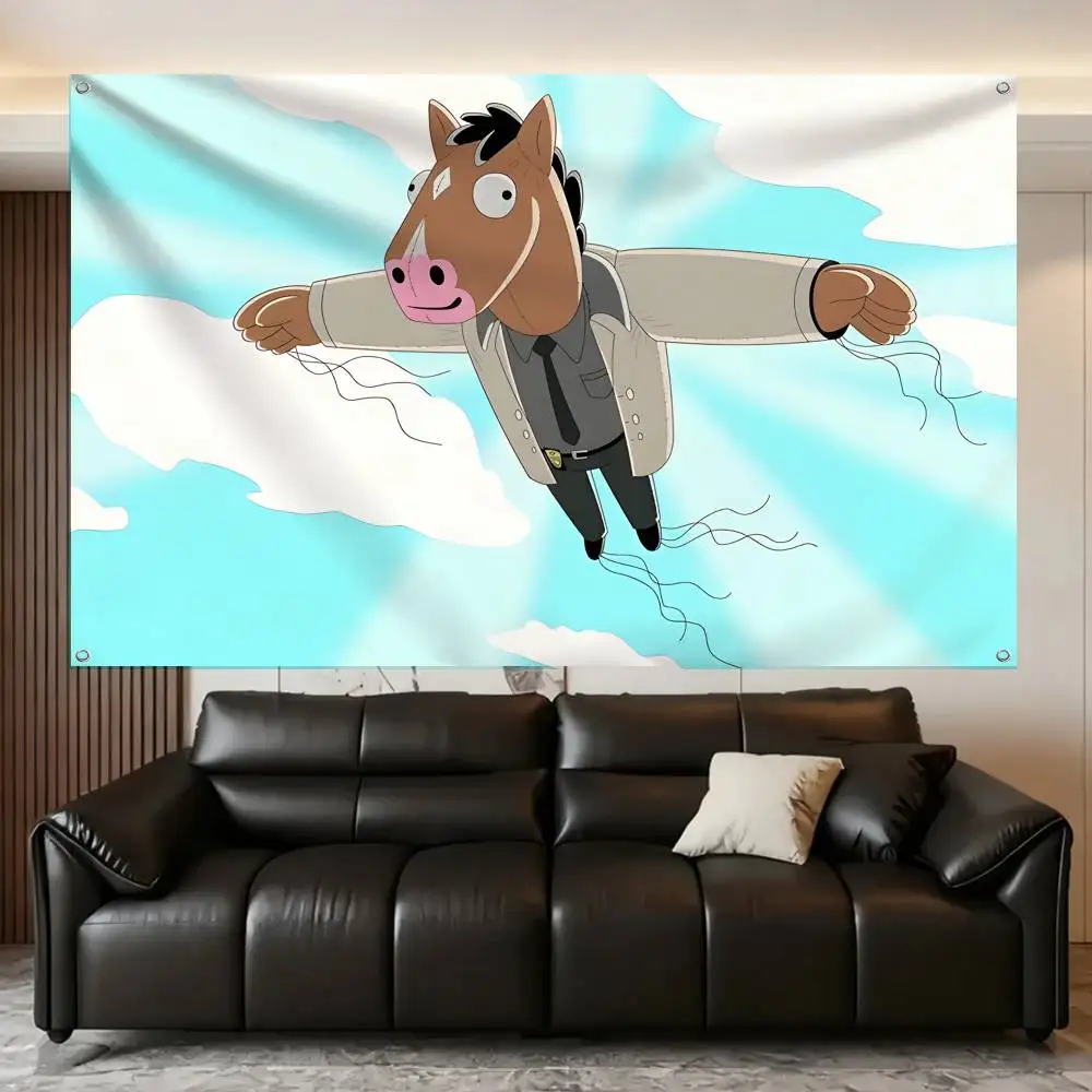 BoJack Cartoon H-Horseman Flag Tapestry Banner For Bedroom Outdoor Living Room Restaurant Bar Wall Decor Party