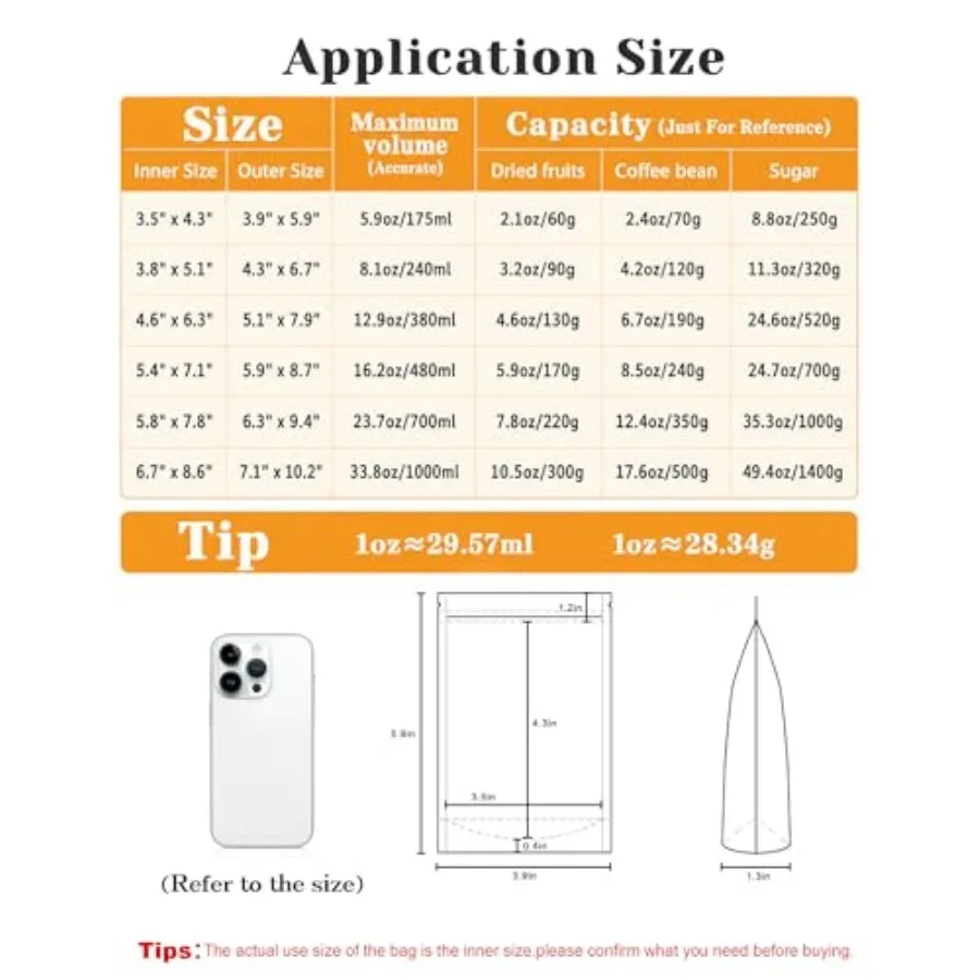 00 Pcs Resealable Bags, Outer Size 3.9" x 5.9" Inner Size 3.5" x 4" Clear Stand Up Zipper Bags for Packaging Products, Herbs, S view 2