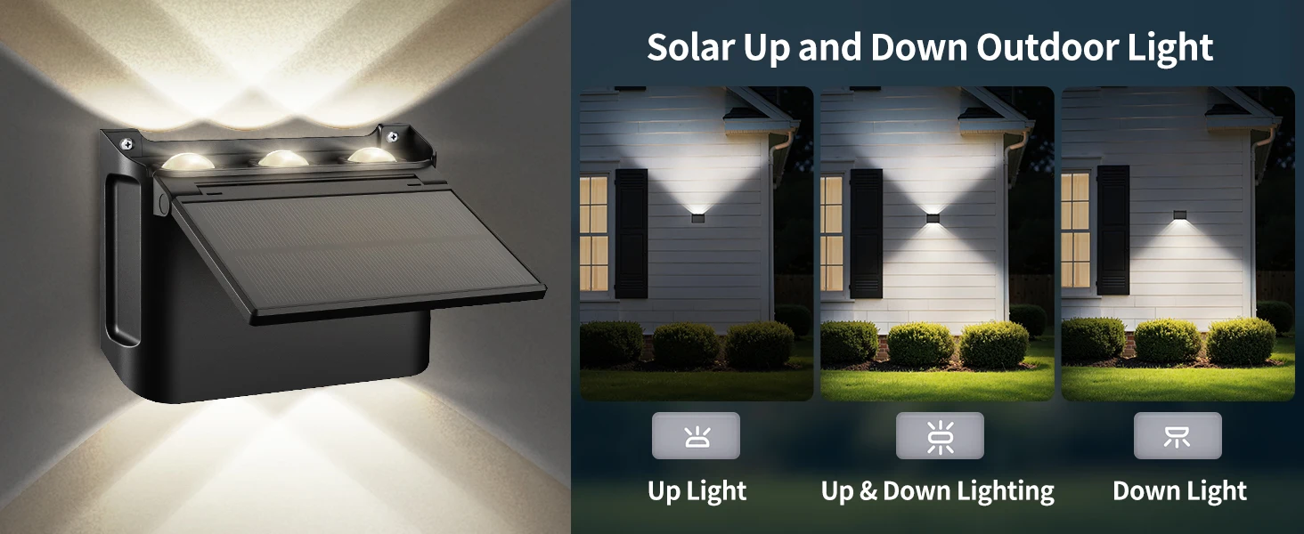 intelamp 2 Pack Outdoor Solar Wall Lights Dusk To Dawn Fence Deck Patio Light 3 Colors Mode With Remote For Wall Terraces Fences