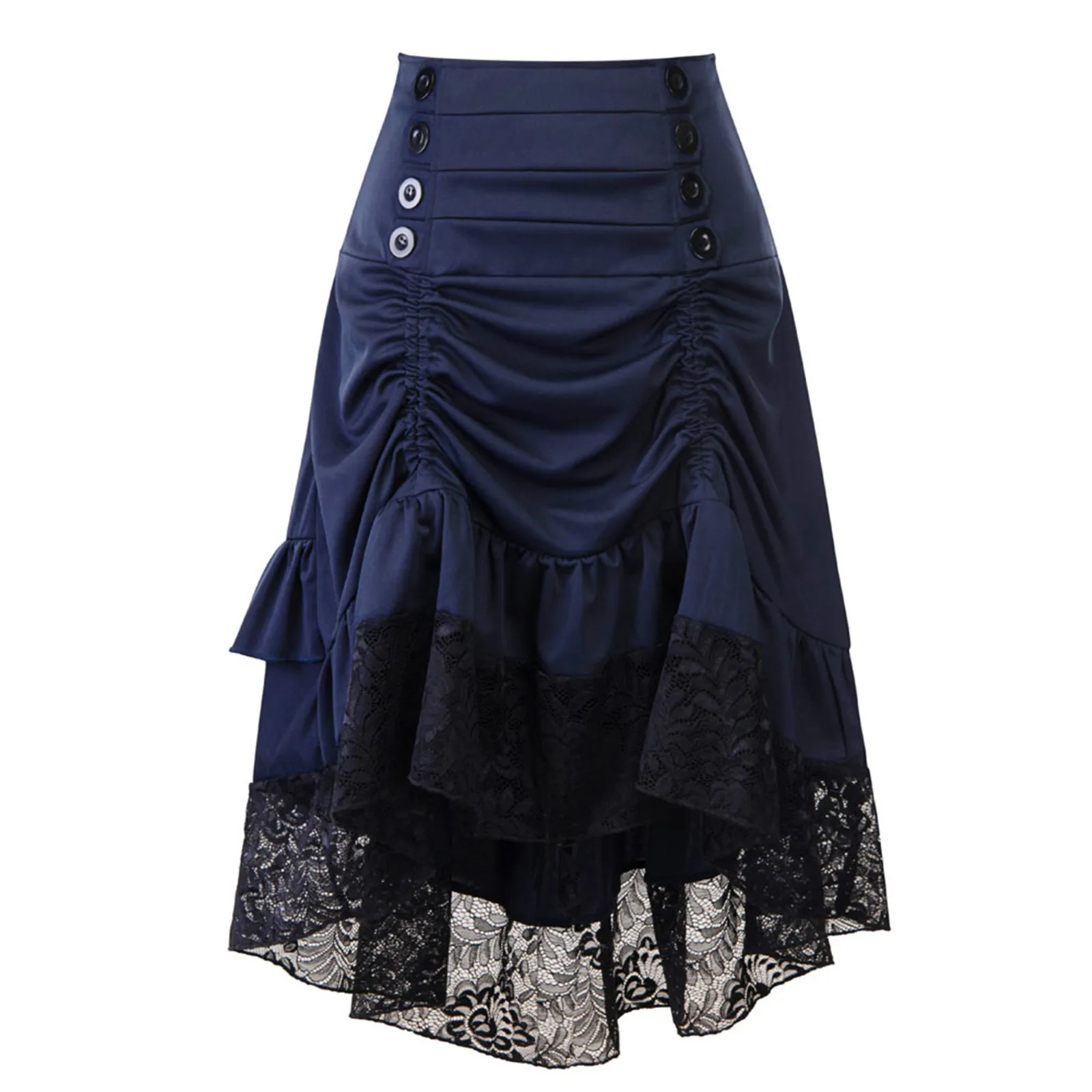 Women's Halloween Skirt Drawstring Lace Patchwork Gothic Party Wear Dress Skirt Stage Performance Women's High Waist Skirts