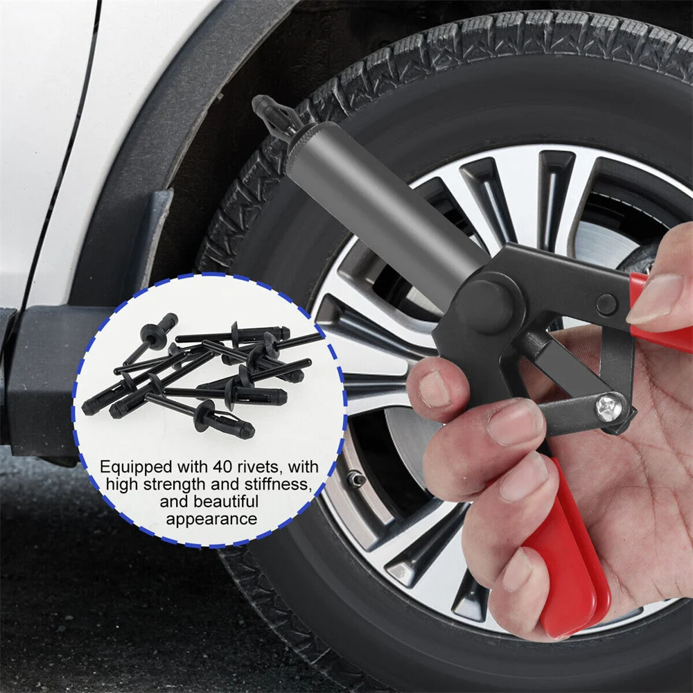 Multifuncional Plastic Rivet Gun Set, Poly Rivet Gun, Fixação Painéis de Porta, Guarnição Automotiva, 40 pcs