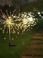 1 Pack Solar Fireworks Lights Outdoor,Holiday Lighting Firework Lights For Garden Patio,Halloween,Christmas,Wedding,Wall Decor