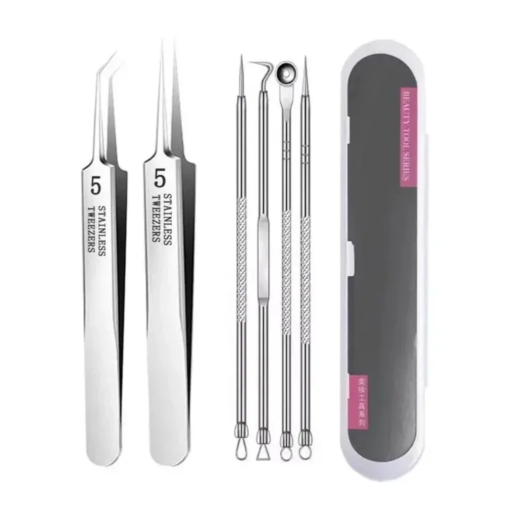 الفولاذ المقاوم للصدأ حب الشباب كليب بثرة إبرة مزيل الرؤوس السوداء الملقط Comedone النازع الوجه صالون تجميل أدوات العناية بالبشرة #1