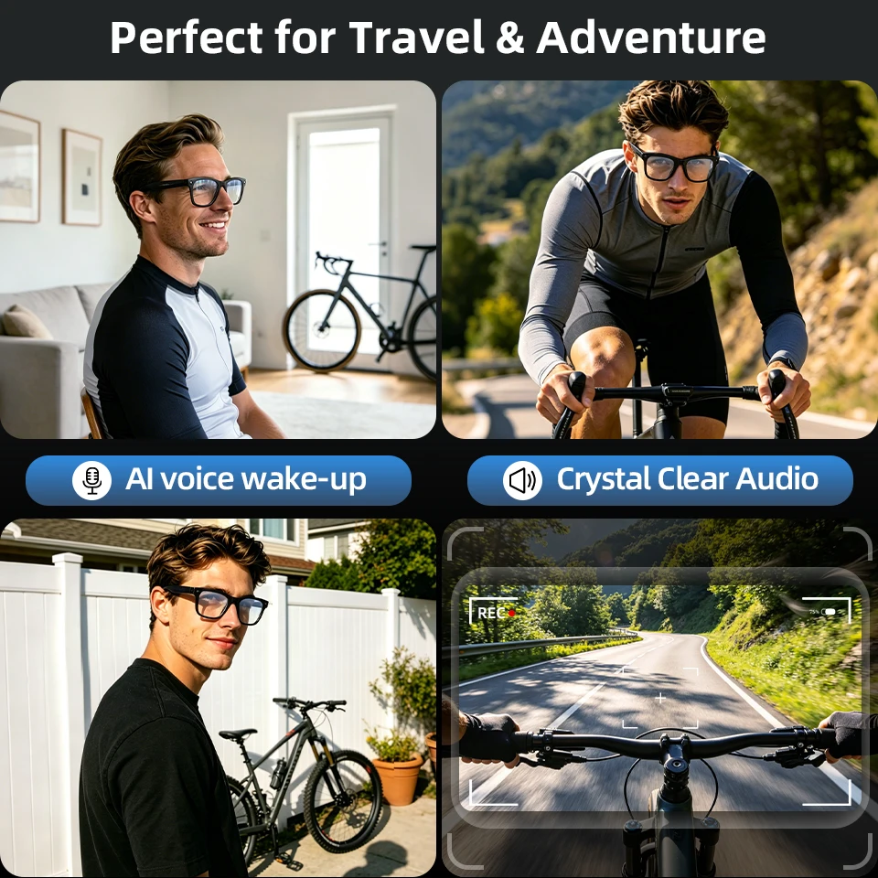LIGE New 4K HD Smart Glasses 13MP Video Record Camera ChatGPT Bluetooth Call 88+Language Translation Music Sunglasses Men Women