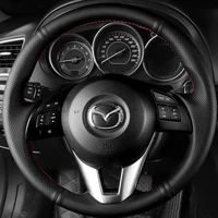 Para Mazda 2 3 Axela 2013-2016 Mazda 6 Atenza Auto Parts cosido a mano negro cuero genuino antideslizante protector para volante de coche