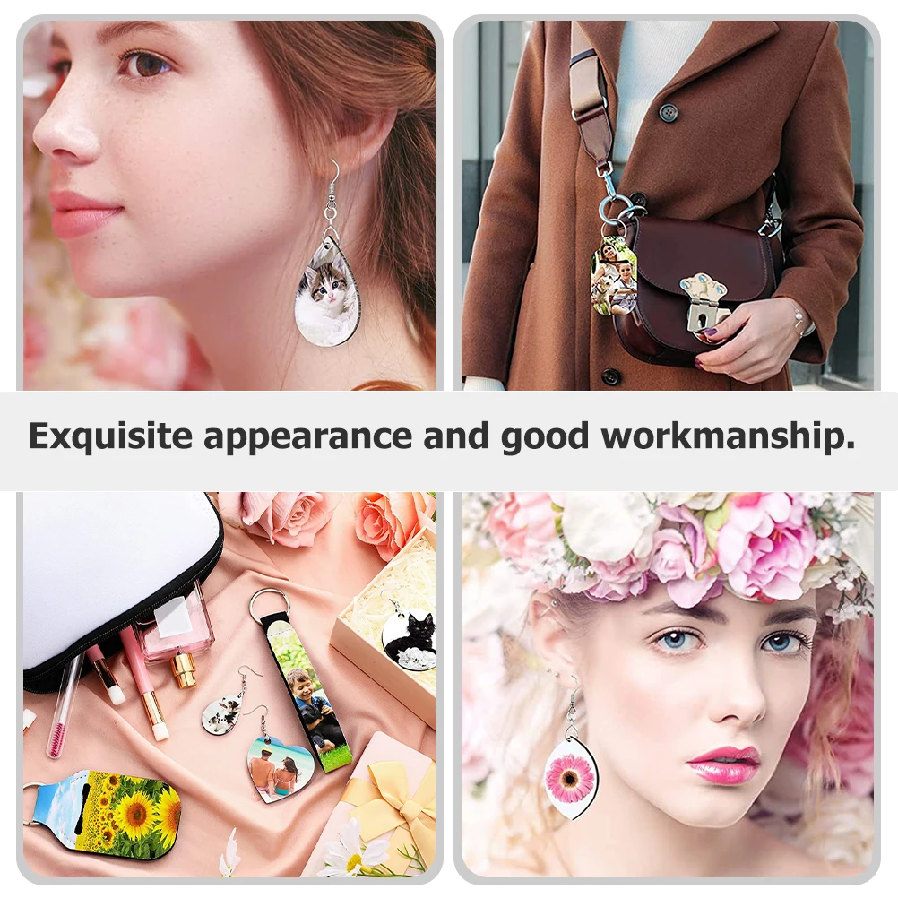 

1 Set Of Diy Heat Transfer Accessories Handmade Makeup Bag Blank Keychains Cup Pads Craft Materials Premium Wooden