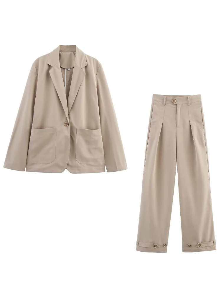 

European style new women's fashion versatile temperament suit jacket mid-waist casual trousers suit