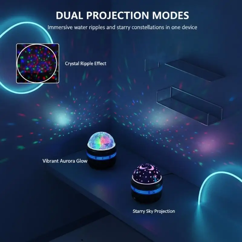 LED Galaxy Star Projector Night Light USB Rotating Dimmable Moon Lamp for Relaxing Meditation Bedroom Decor