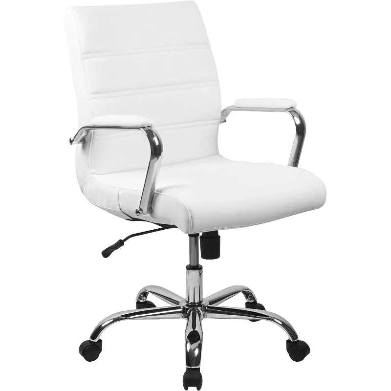 

Whitney Mid-Back Swivel LeatherSoft Desk Chair with Padded Seat and Armrests, Adjustable Height Padded Office Chair