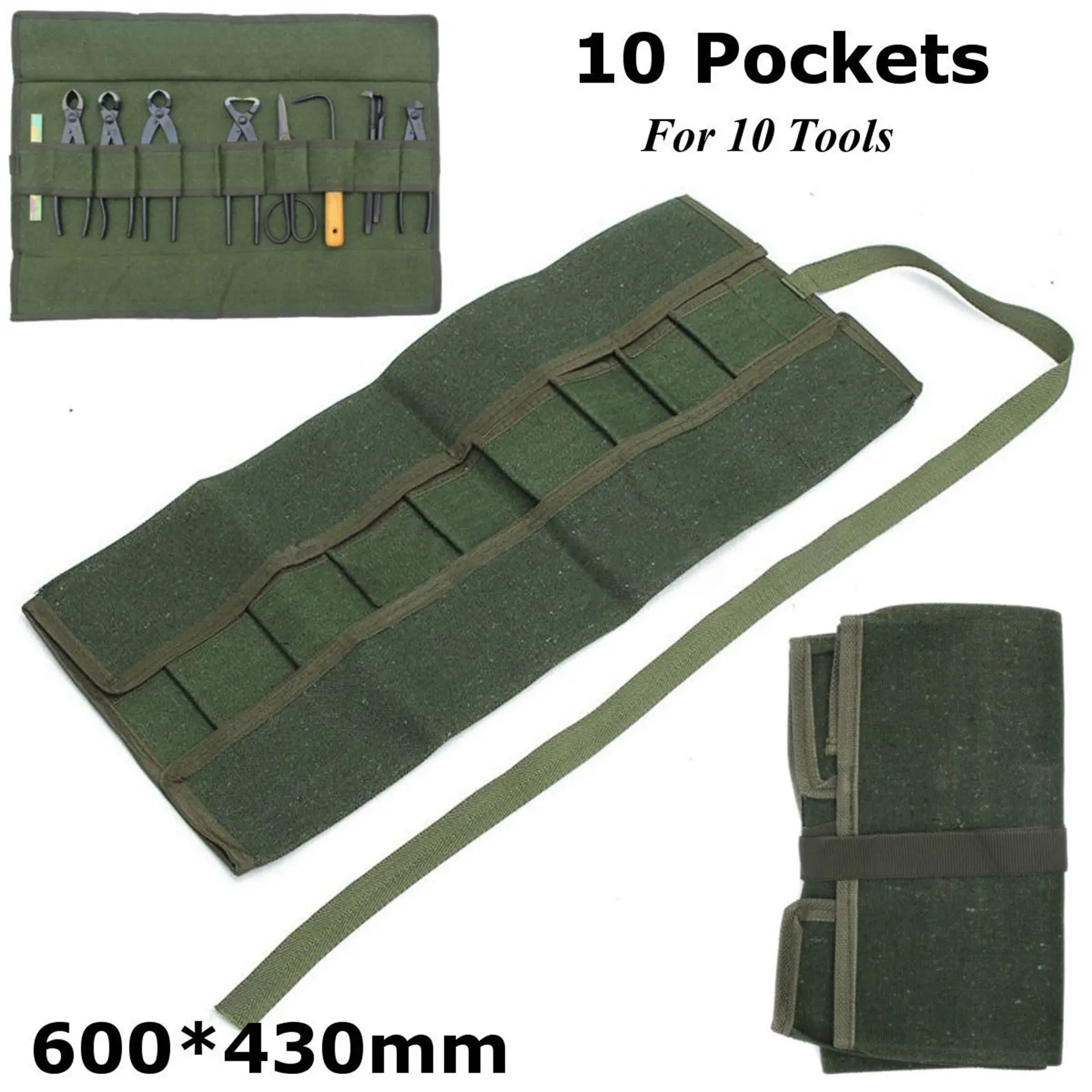 AT19-2Pcs 600X430mm Japanese Bonsai Tools Storage Package Roll Bag Canvas Tool Set Case