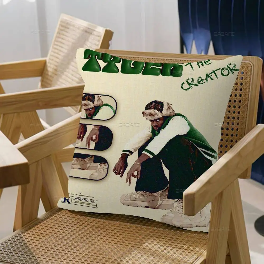 مغني الراب تايلر الخالق وسادة يغطي الكرتون أريكة ديكور المنزل الطباعة على الوجهين قصيرة أفخم لطيف غطاء الوسادة