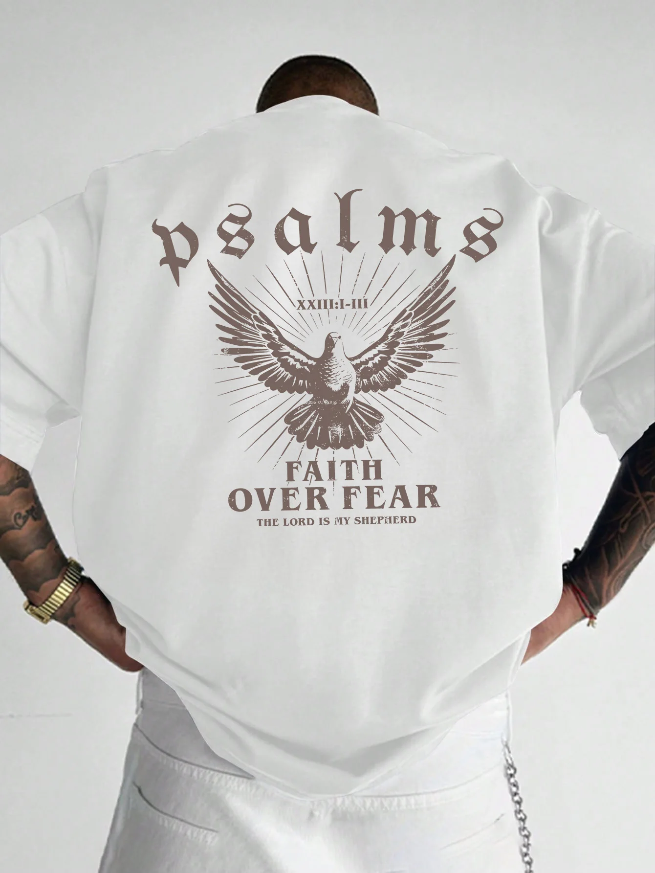 Camiseta de algodón de verano para hombre con la frase "Faith Over Fear" impresa, una camiseta deportiva informal de manga corta como regalo para los amantes