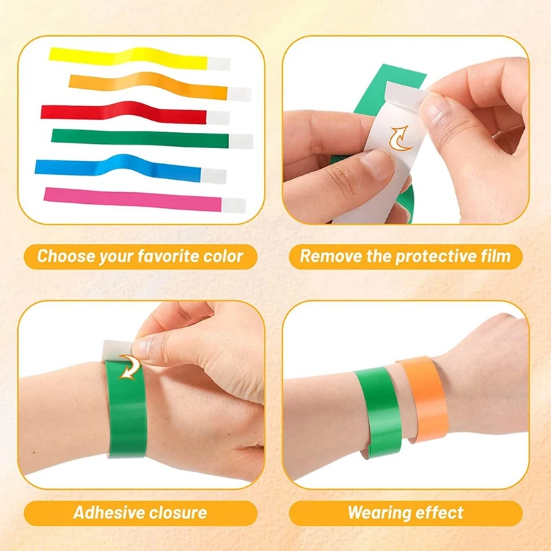 Colored For Events Wrist Bands Paper Bracelets Waterproof Arm Bands For Events Custom Adhesive For Party