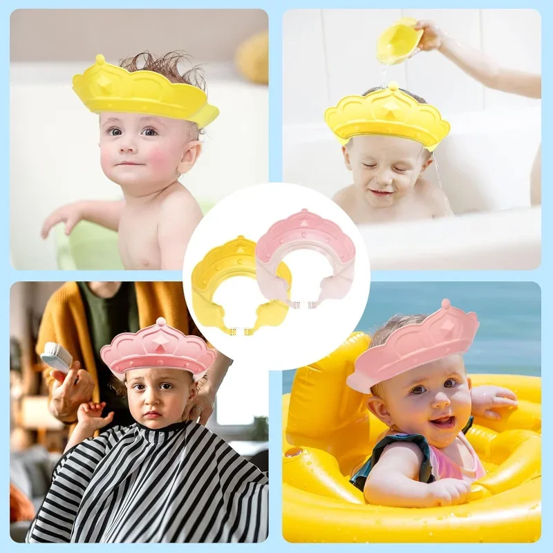 Shampoo Hat Children\'s Bath Hat Crown, Infant Shampoo Hat Waterproof and Adjustable Silicone Ear Protector Baby Tool