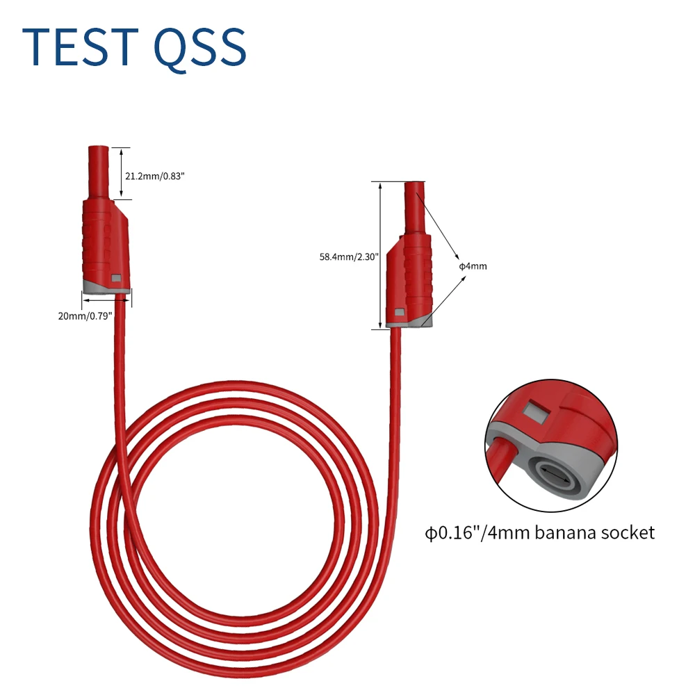 QSS 5pcs 4MM Safety Stackable Multi-meter Test Leads Security 4mm Fully Insulation 100cm Measuring Cable Wire Line  Q.70088B