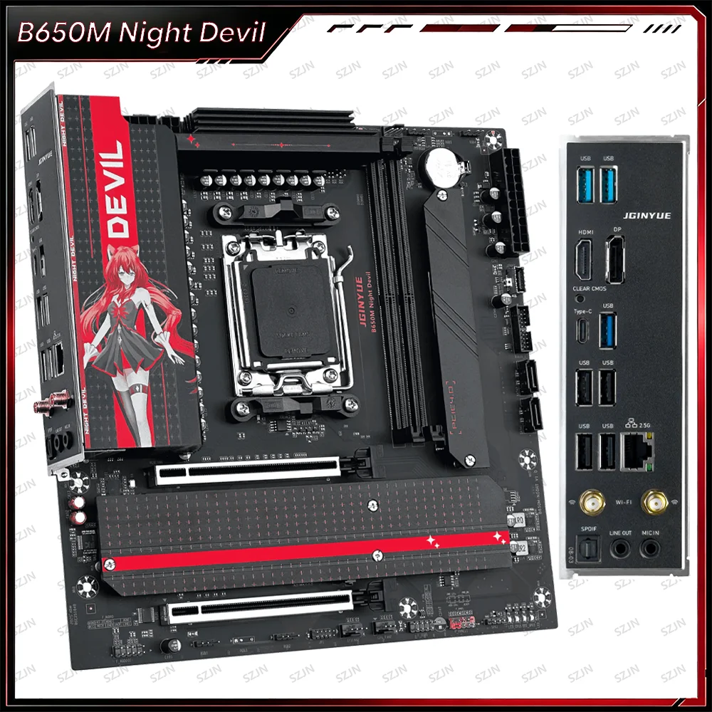 JGINYUE B650M Motherboard CPU Combo For AMD Ryzen 7/8/9 Series processor DDR5 4800MHz 3 M.2 NVMe PCIe WiFi ARGB Mainboard Kit