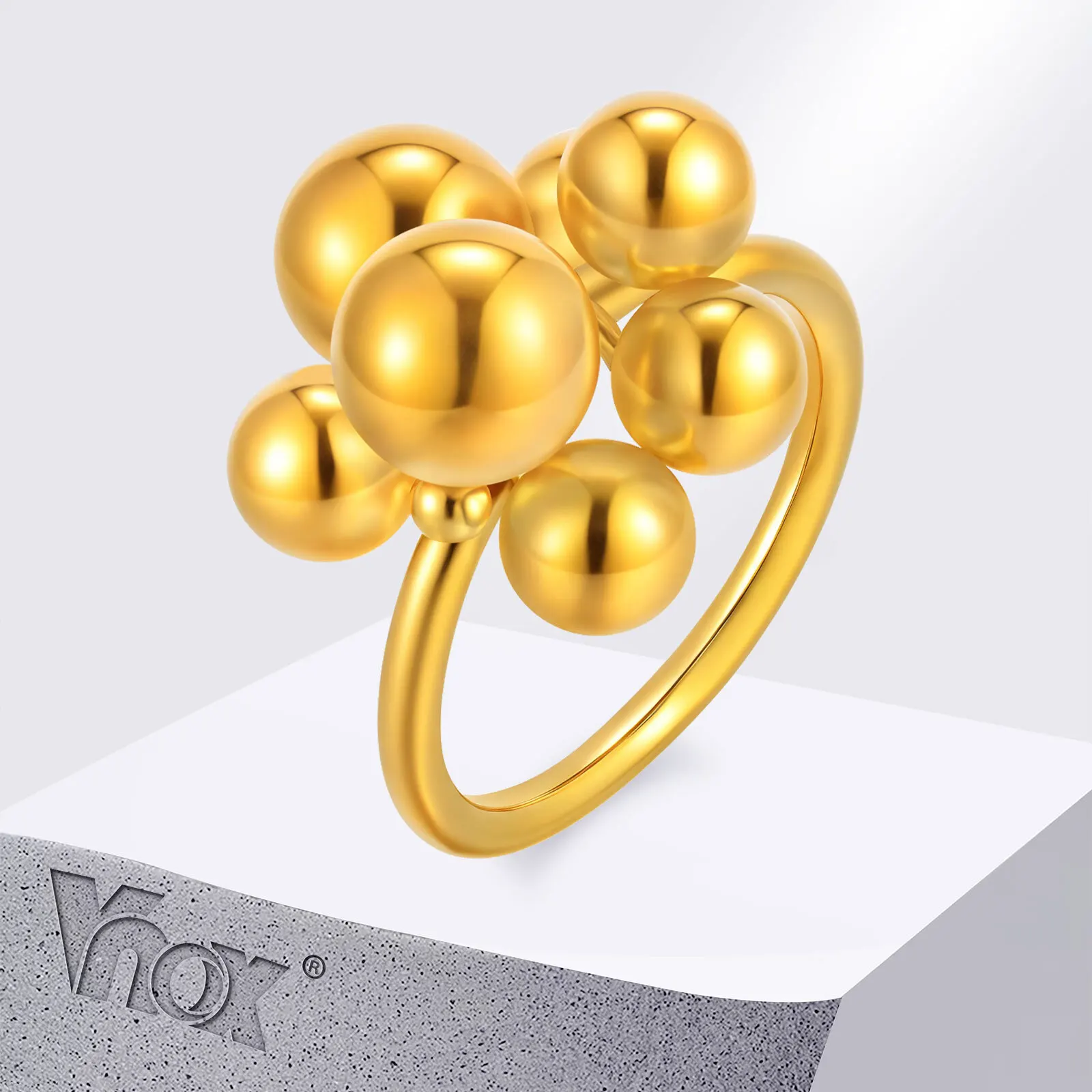 

Vnox Stainless Steel Hand Polished Glossy Ring For Men Women, Small Balls Unordered Circular Design, Party Daily Wear Jewelry