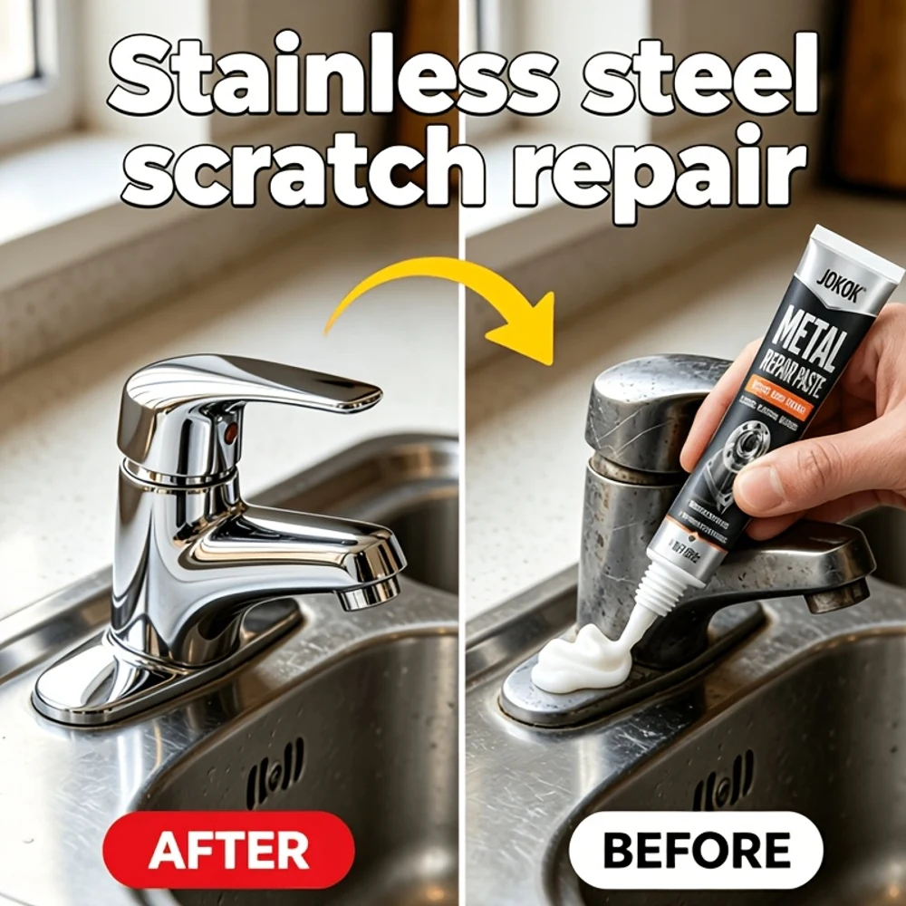 Stainless Steel Scratch Repair Paste - Instantly Wipes Away Scratches on Faucets, Showerheads, and Stovetops. The Fine Paste Won