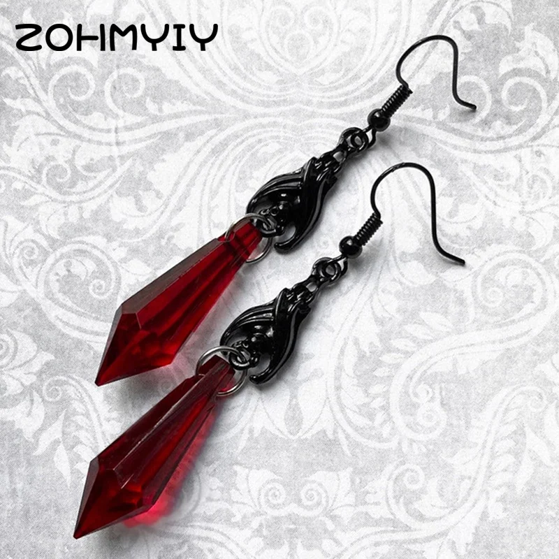 Black Bat Earrings with Red Teardrop Beads, Earrings, Gothic Jewelry,Alternative Jewelry,Gothic Gift for Her,Bat Lover,Halloween