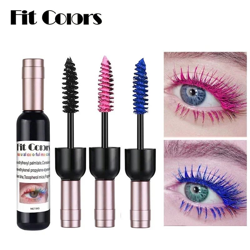 Heallor-Rímel De Garrafa De Vinho Criativo, Maquiagem De Olhos De Férias, Curling Grosso À Prova D' Água, Longa Duração, Mascara Colorido Azul, 6 Cores