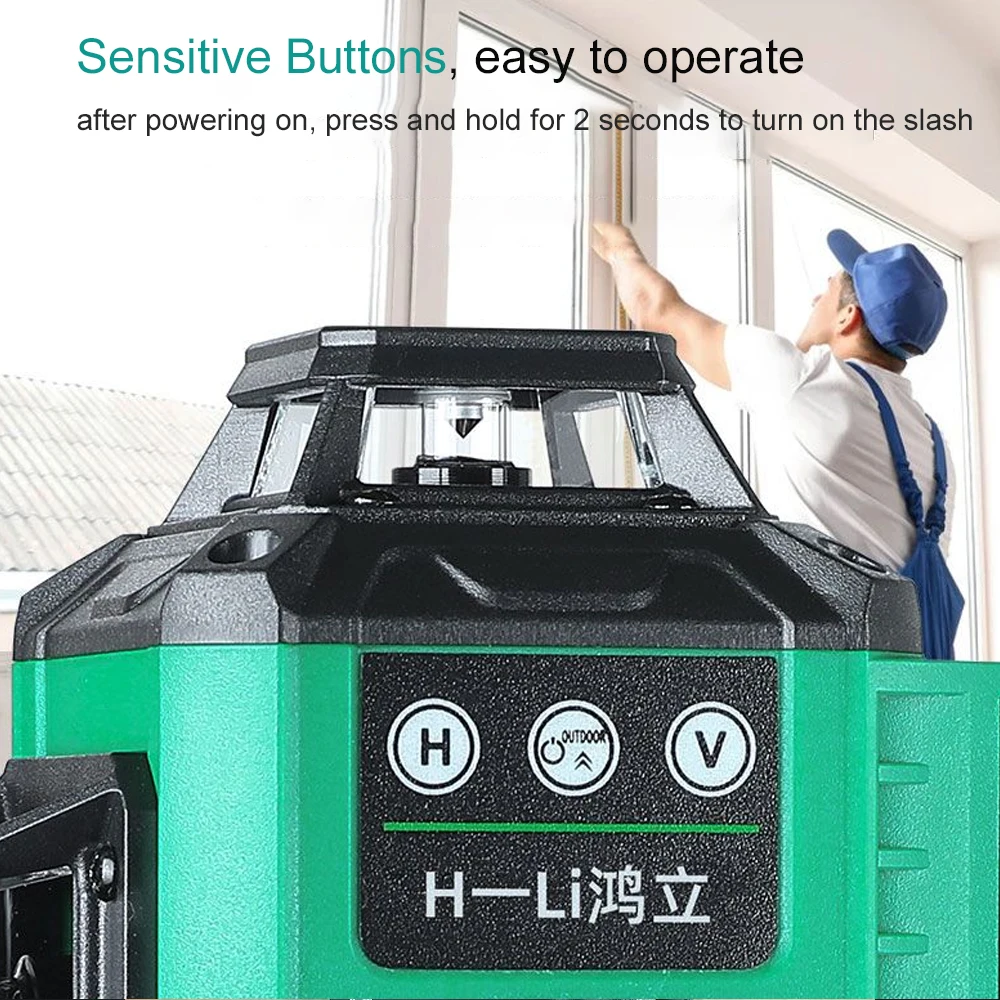 Mini 16 Lines 4D Laser Level Green Lines Self-Leveling Horizontal Vertical Powerful Lithium Battery Green Beams Laser Level