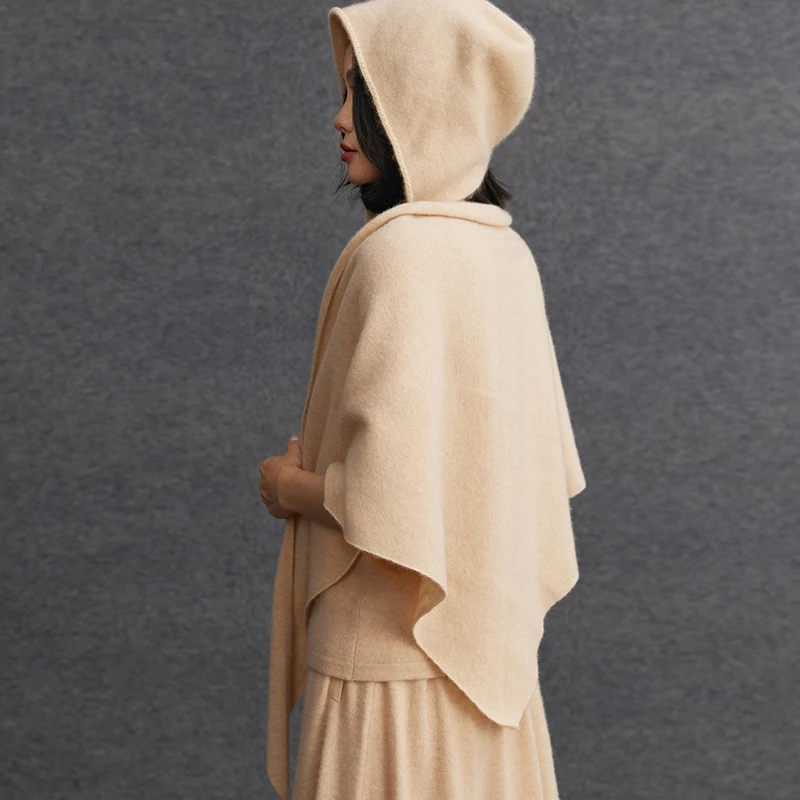 Szal damski ze 100% kaszmiru, prosty styl, trójkątne szale, jesienno-zimowa, jednolita dzianina kaszmirowa, luksusowy szal