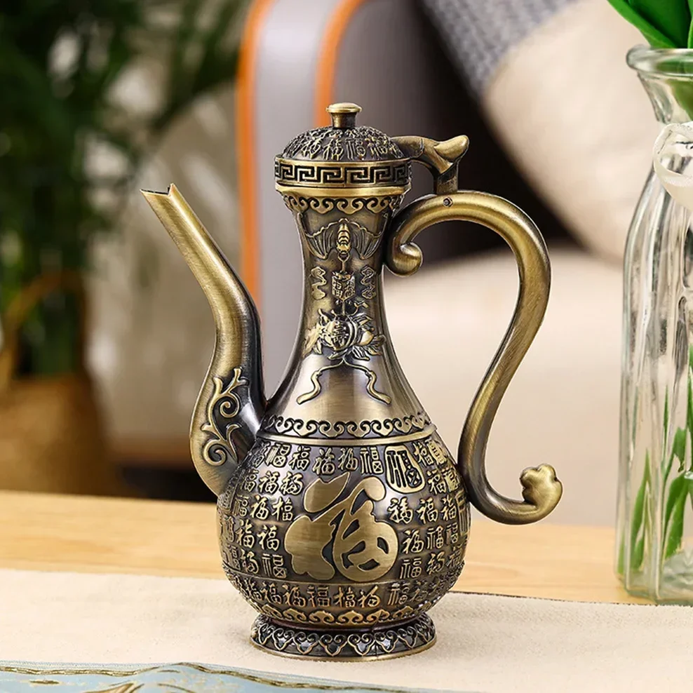 Retro Spirit Flagon Household Luxury High-Grade Wine Set Gifts Wine Pot Decanter Dispenser Ornaments Alloy Wine Jug