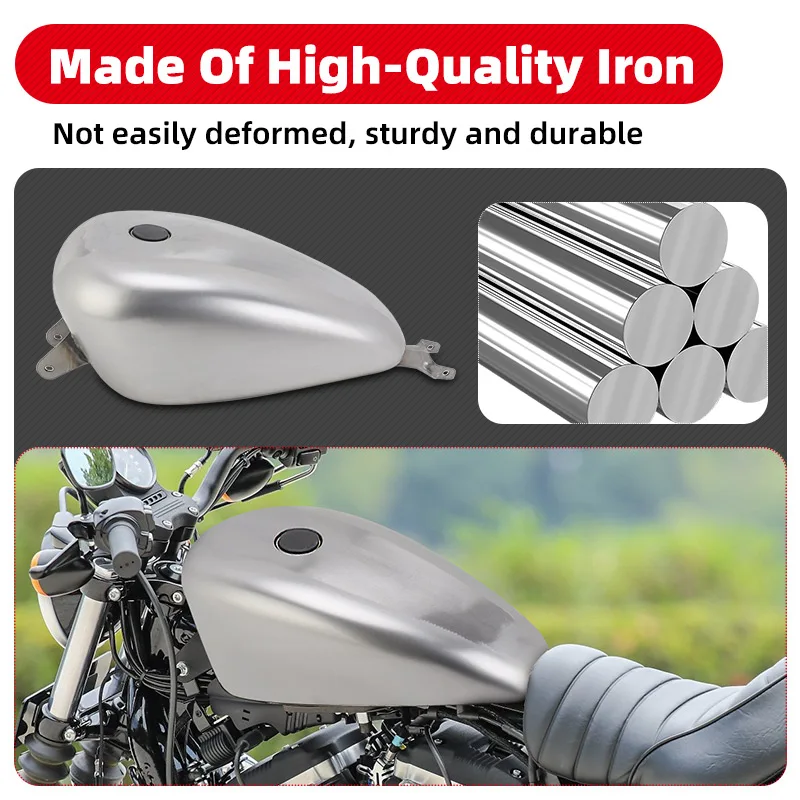 14.4L Iron Unpainted Motorcycle Retro Oil Gas Fuel Tank Fit For Harley Sportster XL 883 72 1200 Roadster Forty-eight 2007-2023