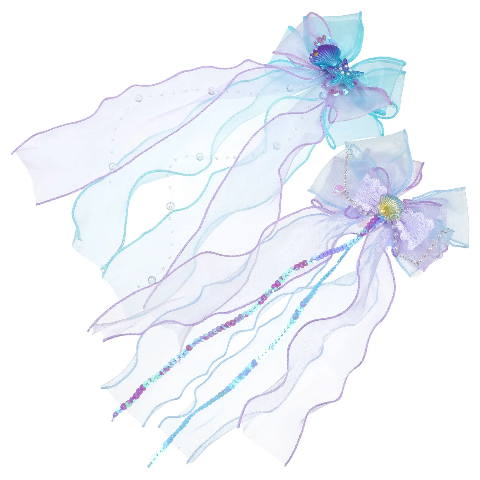 

2 Pcs Mermaid Hair Clip Cloth Styling Claw Clamp Girl Fashion Butterfly Barrettes Fabric Girls