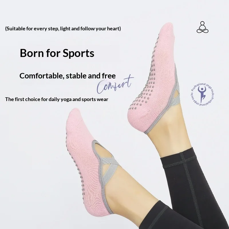 Professional Sports Fitness Yoga Socks Cross Tie round Head Backless Glue PVC Anti-Slip Socks