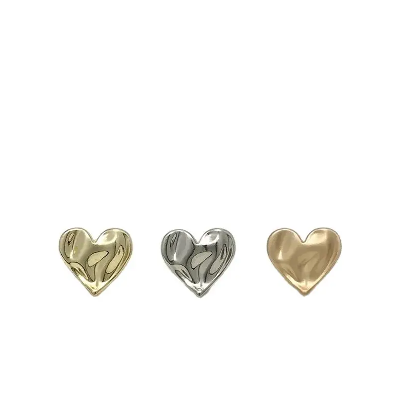 10pcs Metal concave and convex surface Heart Button For Women Tops Cardigan Coat Jacket Sewing Buttons