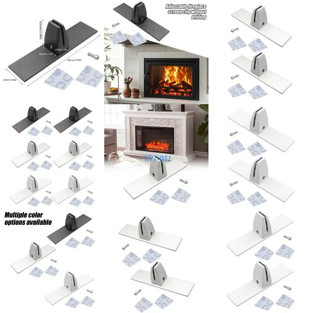 

E15A Fireplaces Screen Holder Metal Brackets For Stable No Drill Installation