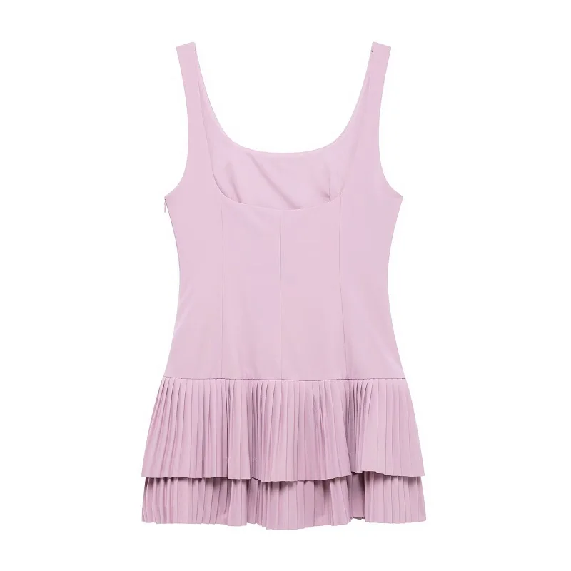 MUJER 2025 Pleated Mini Dress Women Jumpsuit Backless Short Dresses for Women Straps Playsuit Dress Woman Party Women's Dress image 3