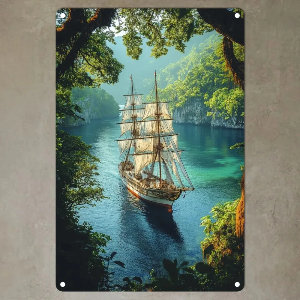 Vackdeco Nautical Ship Metal Wall Sign Rustproof Sea Decor for Living Room