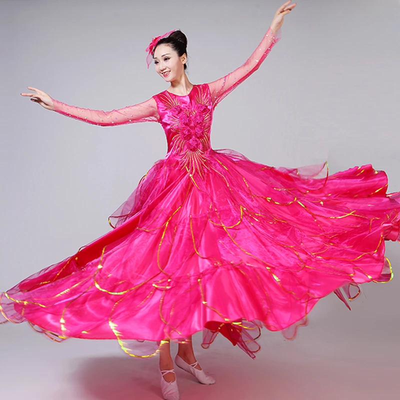 Spanish Flamenco Full-skirts 2019 New Opening Dance Big Pendulum Dress Adult Women Modern Dancing Stage Performance Costume H541