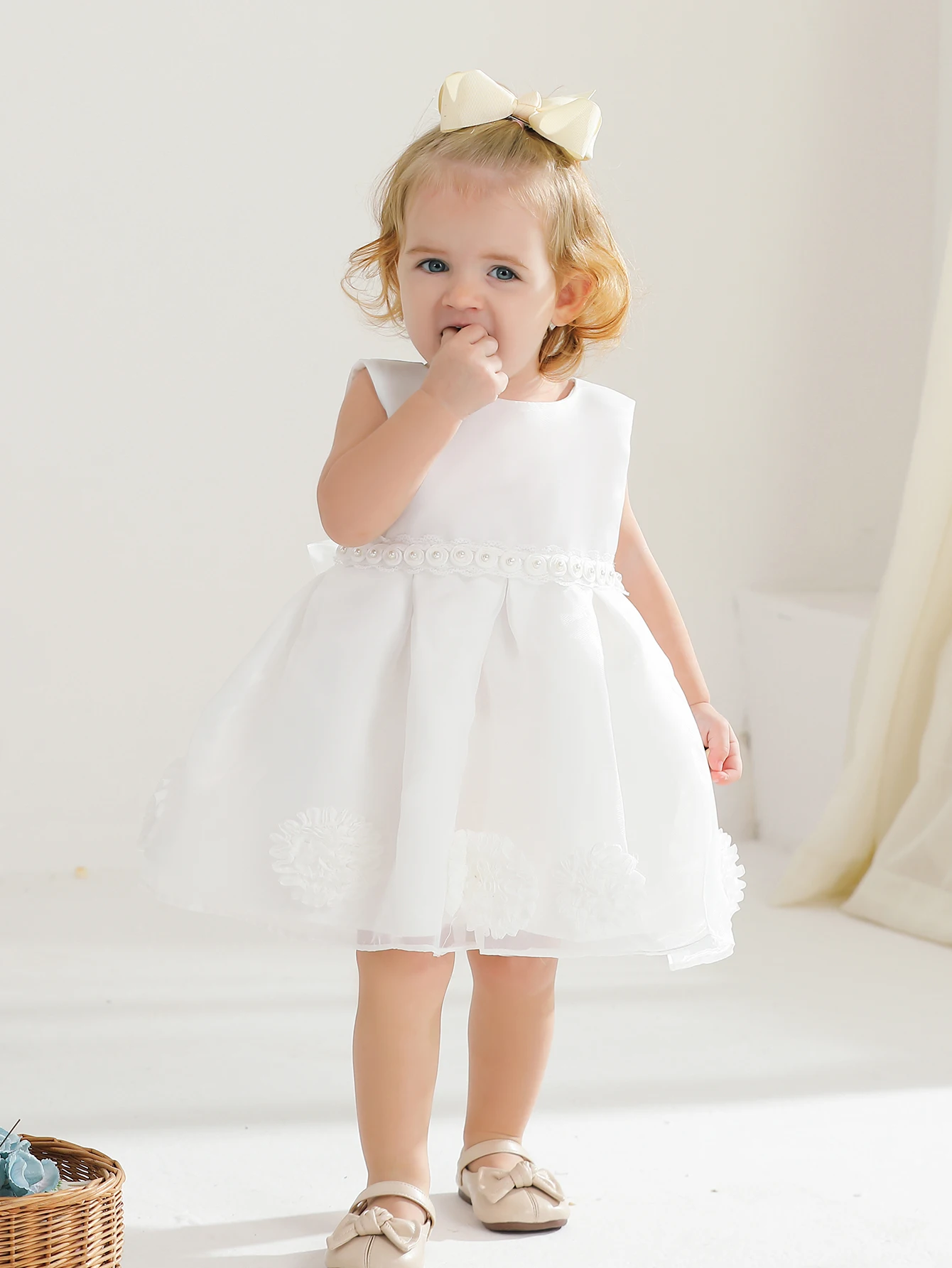 Baptism Dress with Hat Newborn Girls Princess Birthday Party White Baby Dresses Fancy Frock Tutu Dress for Christening