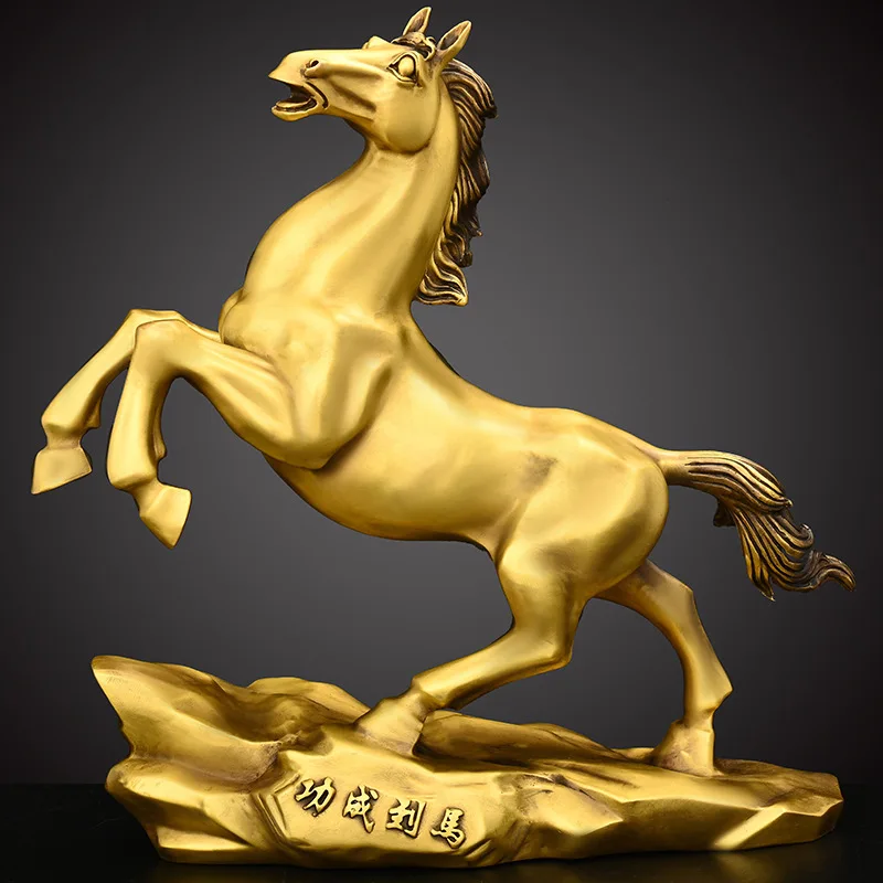 Brass Horse of Success Ornament, a galloping horse symbolizing wealth and prosperity, suitable for home or shop decoration, repr