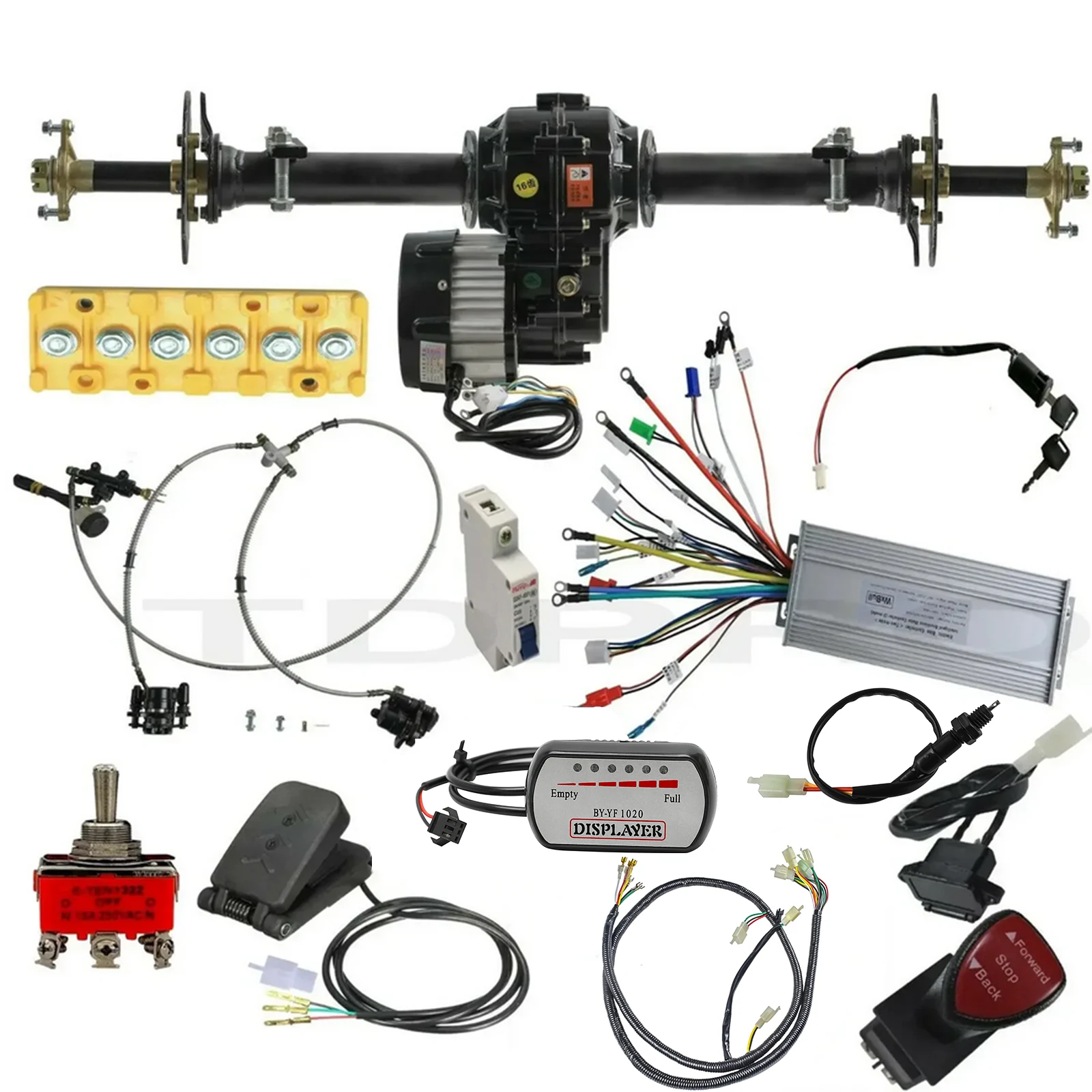 

30"/34"/40" Differential Rear Axle Kit Foot Throttle +48V 1000W Motor Go Kart ATV Quad Buggy