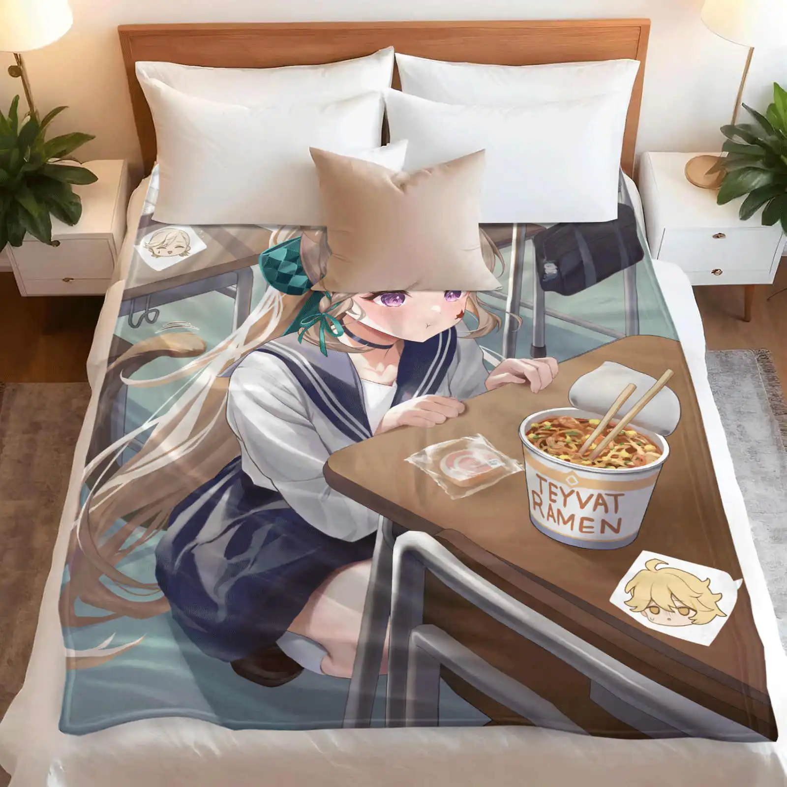 جينشين إمباكت لينيت الفانيلا غطاء بطانية الدفء لينة أنيمي بطانية متعددة الوظائف ديكور البطانيات العالمية