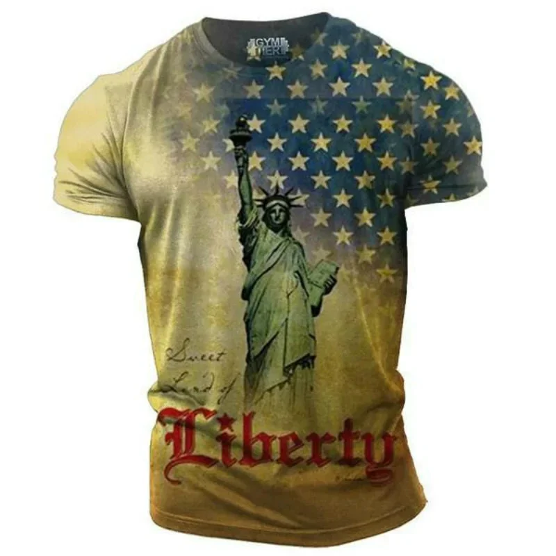 

2024 Summer Europe and the United States Nostalgic 3D Printed Men's T-shirt Short Sleeve Oversized Loose Casual Fitness Top 6XL