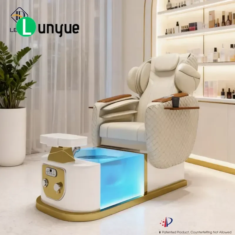 Custom Modern Luxury Pink Electric Pedicure Chair with Back Massage for Beauty Nail Art Foot Therapy Station Furniture