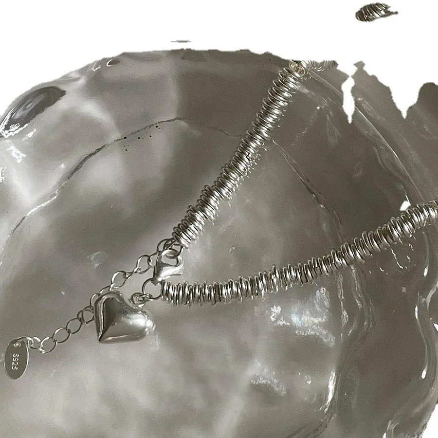 925 Sterling Silver Necklace For Women Adjustable Necklace Round Heart Heavy Choker Necklaces Birthday Gift Chocker