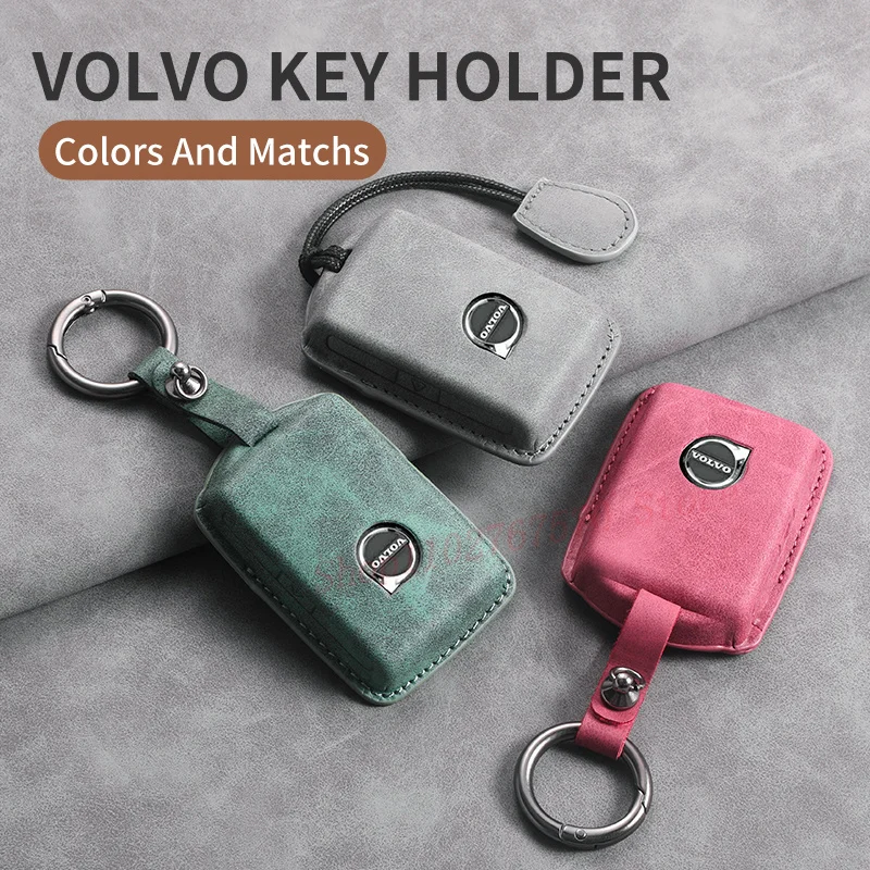 Genuine Leather 3 Buttons Car Key Fob Cover Shell For Volvo S60 S90 XC40 XC60 XC90 V60 V90 Auto Accessories 2024 2025