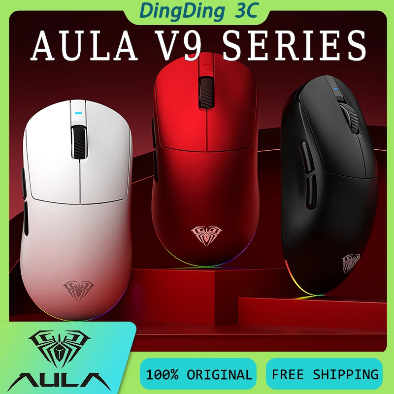 

AULA V9 V9+ Series Wireless Mouse Tri-Mode Dual 8K Return Rate Long Endurance Ergonomics Lightweight Office Gaming Mouse Custom