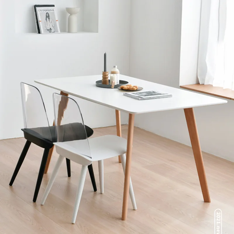 Negotiation table White dining table Small apartment household rectangular eating table