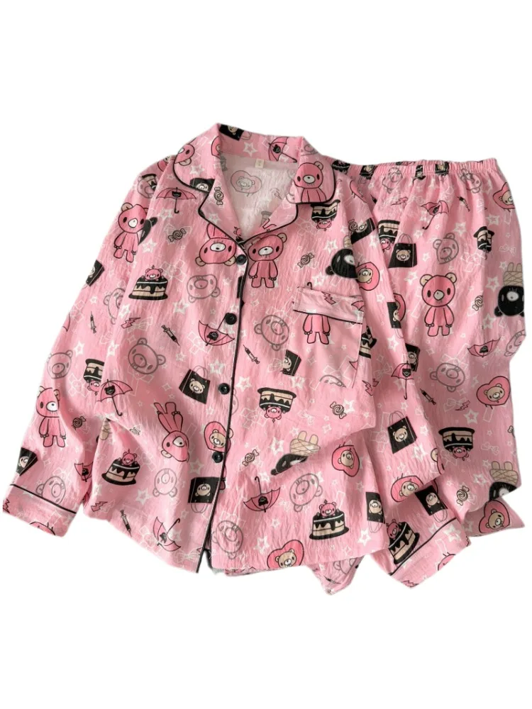 Piżama z długim rękawem i spodniami z motywem anime Gloomy Bear, dziewczęca, z czystej bawełny, wyjątkowy zestaw do noszenia w domu na co dzień, idealny na prezent. — 2