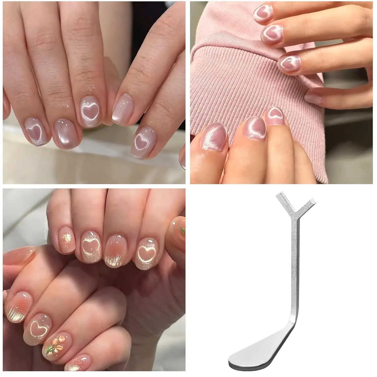 Neue 3D Herz Cat Eye Nagel Magnet Set Liebe Herz Muster Y-form Eisen Leistungsstarke Runde Magnetische Stick Kit Gel polnischen Nail art Werkzeuge