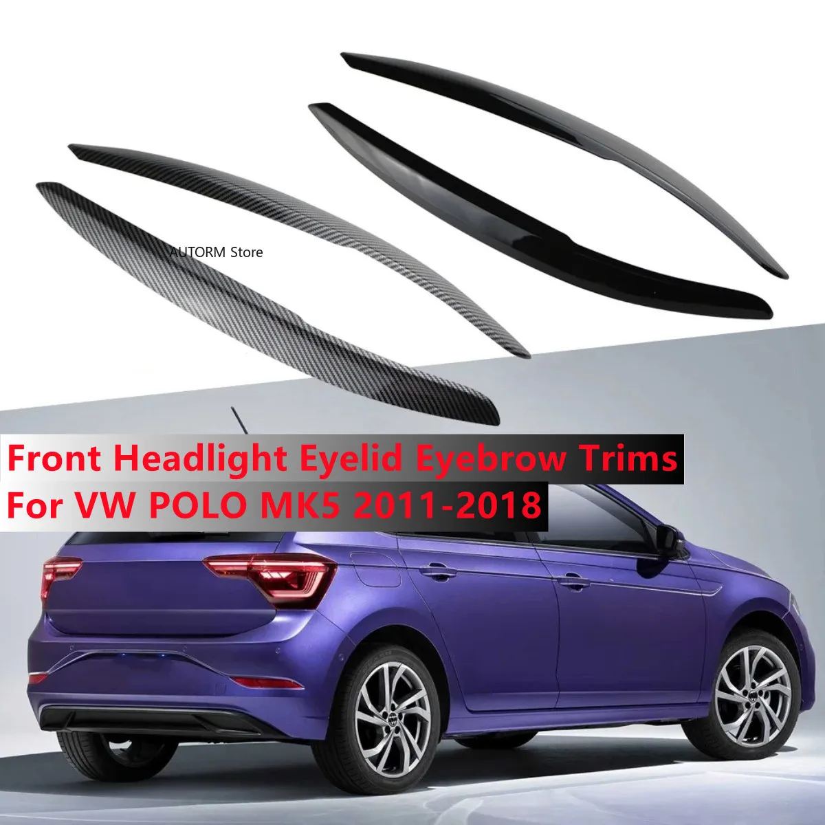 

Пара автомобильных фар, лампы для бровей, век, накладки из АБС-пластика для VW Polo Mk5 6R 6C 2010 2011 2012 2013 2014 2015 2016 2017